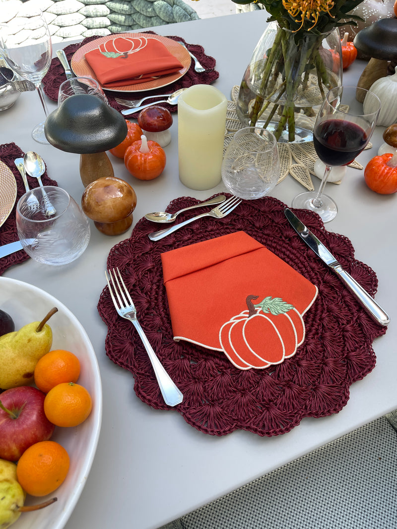 Orange Pumpkin Napkins (Set of 4)