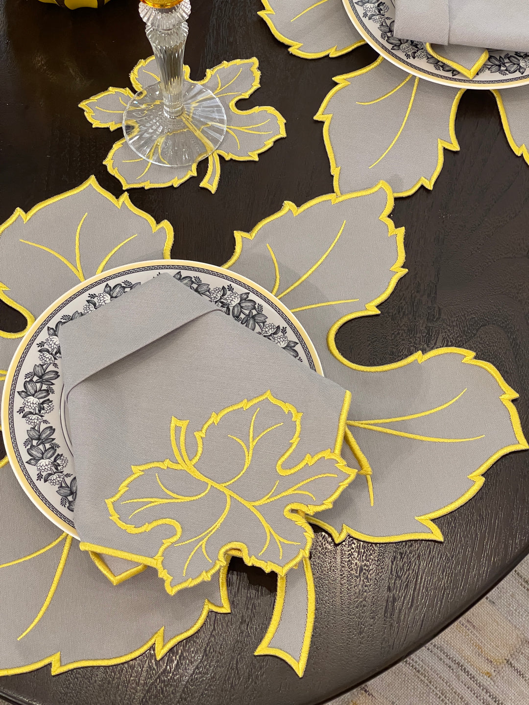 Maple Leaf Gray w/ Yellow Trim Coasters (Set of 4)