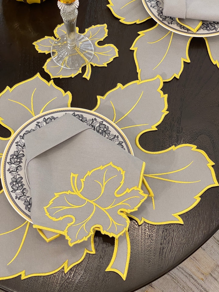 Maple Leaf Gray w/ Yellow Trim Coasters (Set of 4)