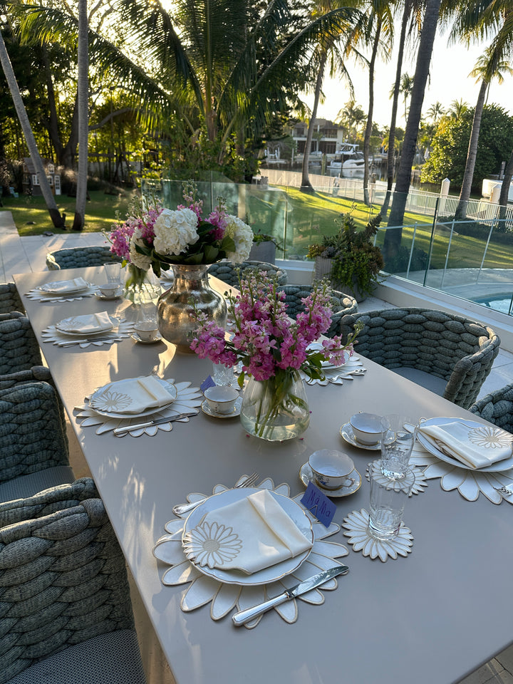 🌸 Flor Ivory Bundle (4 Placemats, 4 Napkins, 4 Coasters)