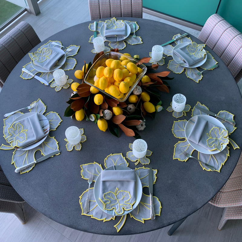 Maple Leaf Gray w/ Yellow Trim Placemats (Set of 4)