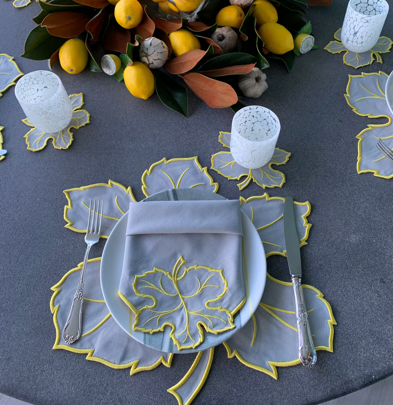 Maple Leaf Gray w/ Yellow Trim Placemats (Set of 4)