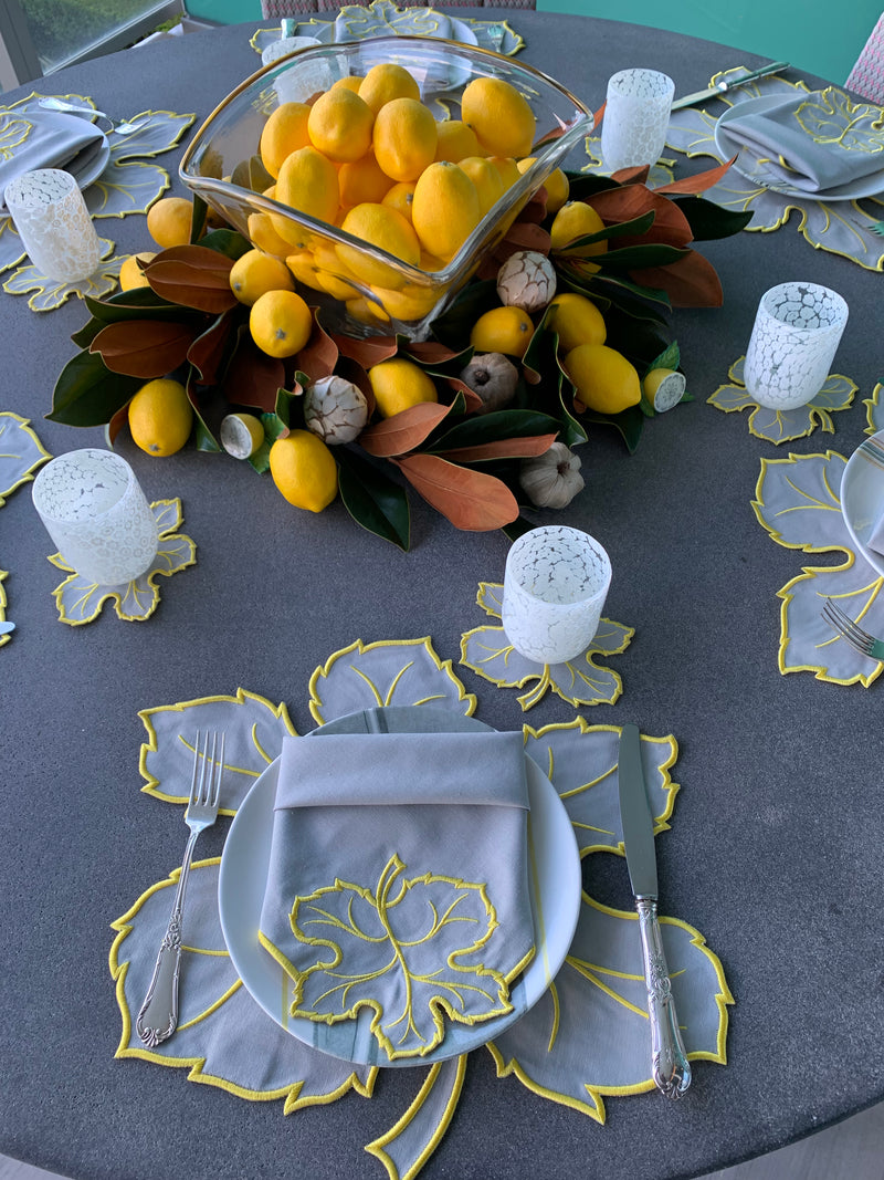 Maple Leaf Gray w/ Yellow Trim Placemats (Set of 4)