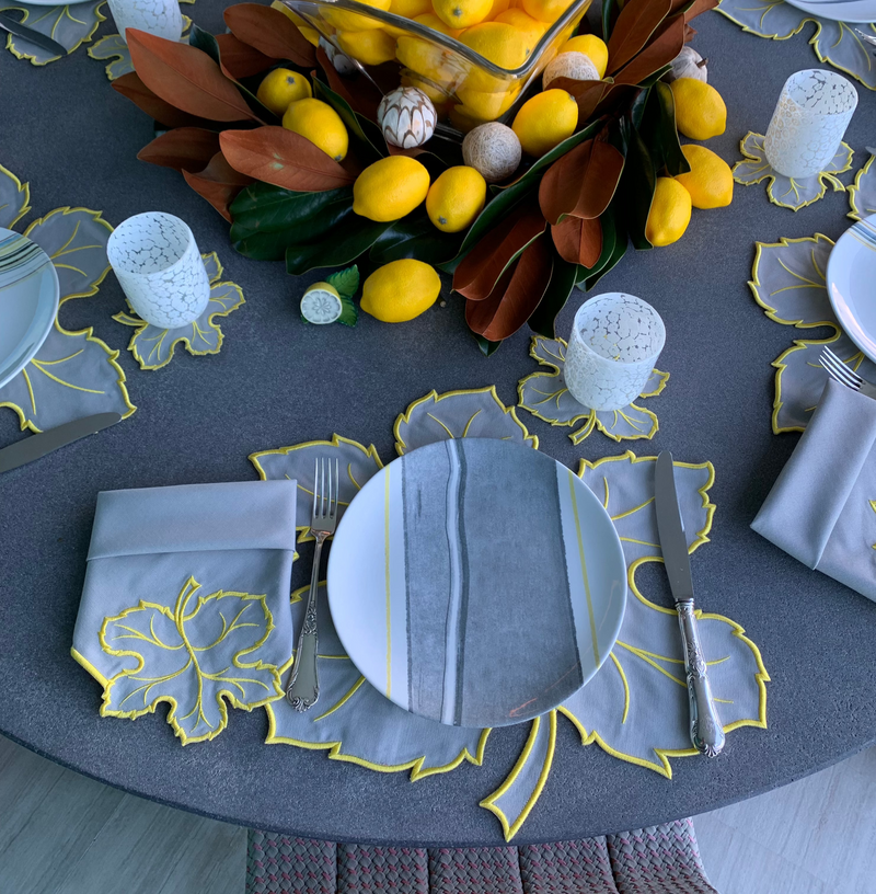 Maple Leaf Gray w/ Yellow Trim Placemats (Set of 4)