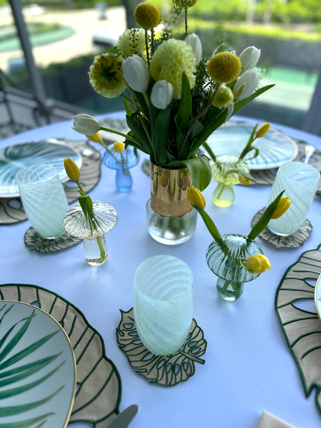 Hojas Placemats Beige w/ Green Trim (Set of 4)