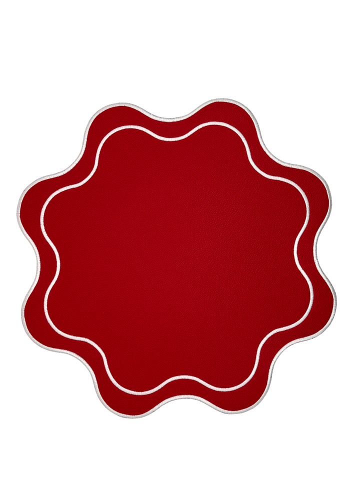 Isabella Red Bundle (4 Placemats + 4 Napkins)
