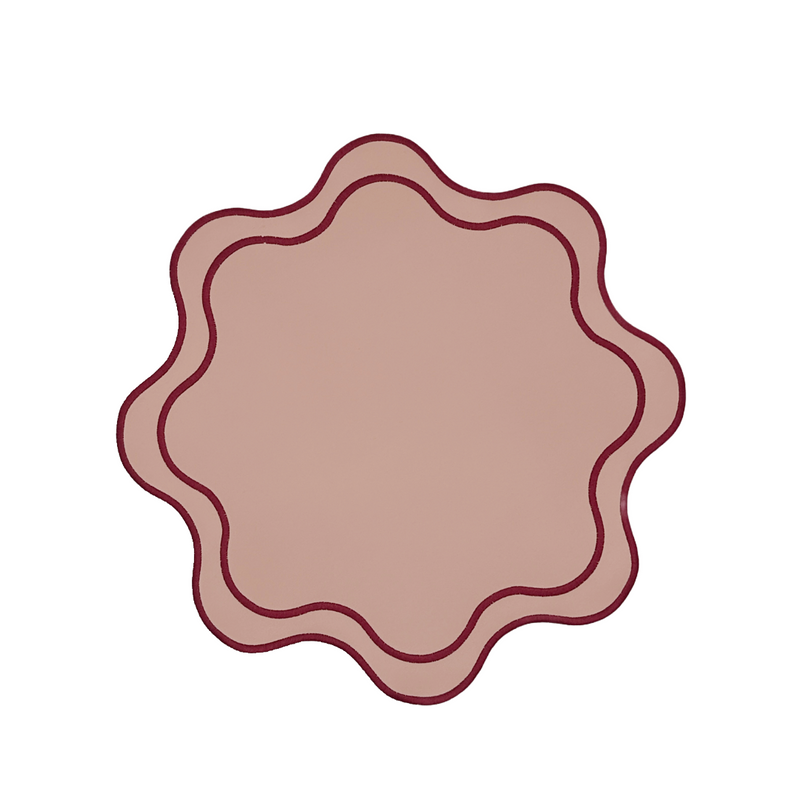 Isabella Blush w/ Burgundy Trim Spillproof Placemats (Set of 4)