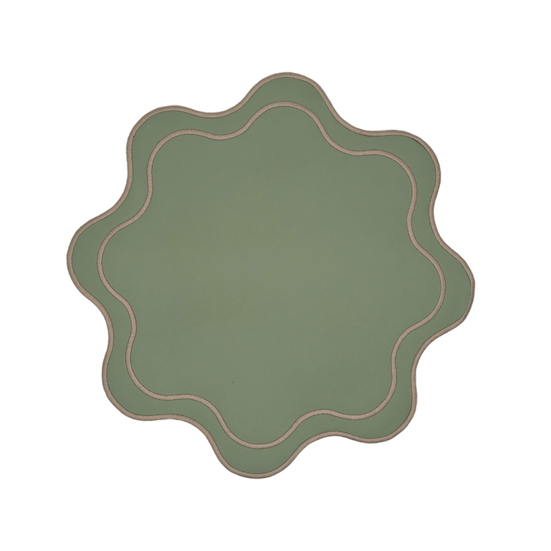 Isabella Pistachio w/ Metallic Trim Spillproof Placemats (Set of 4)