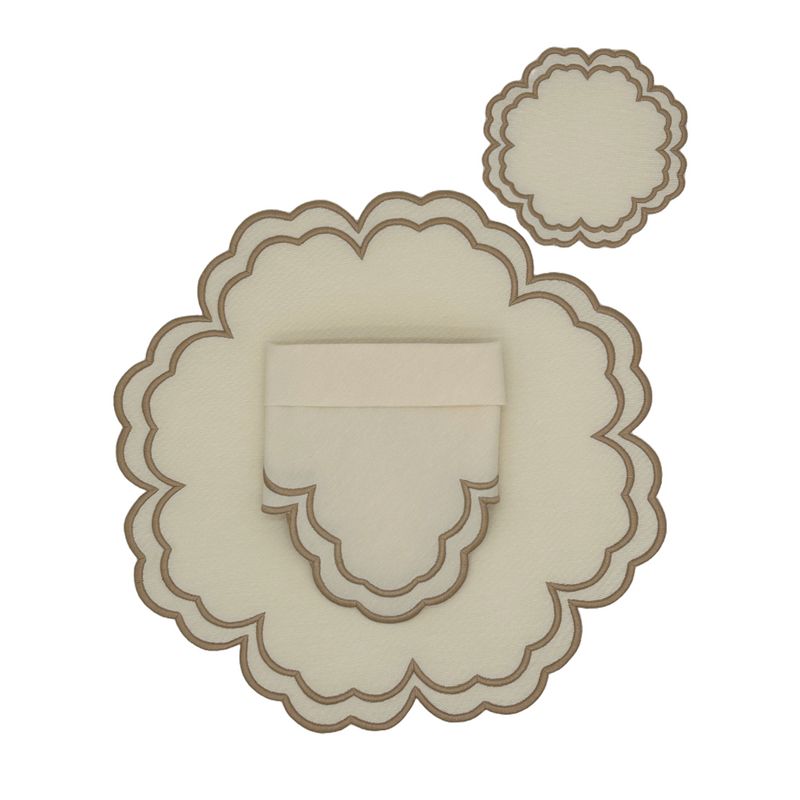 Leni Ivory w/ Champagne Trim Coasters (Set of 4)