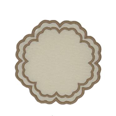 Leni Ivory w/ Champagne Trim Coasters (Set of 4)