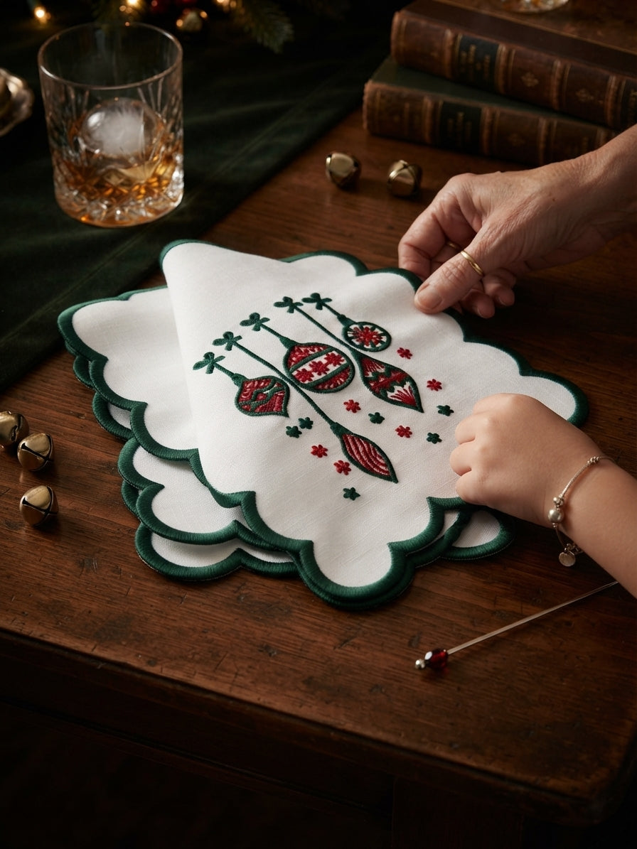 Holiday Ornaments Cocktail Napkins (Set of 6)