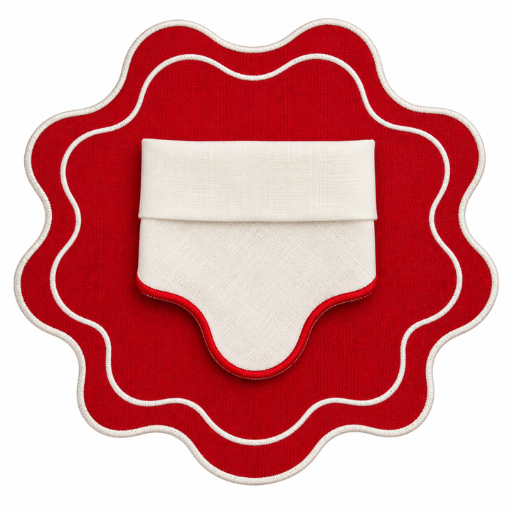 Isabella Red Wipeable Placemat Bundle (4 Placemats + 4 Napkins)