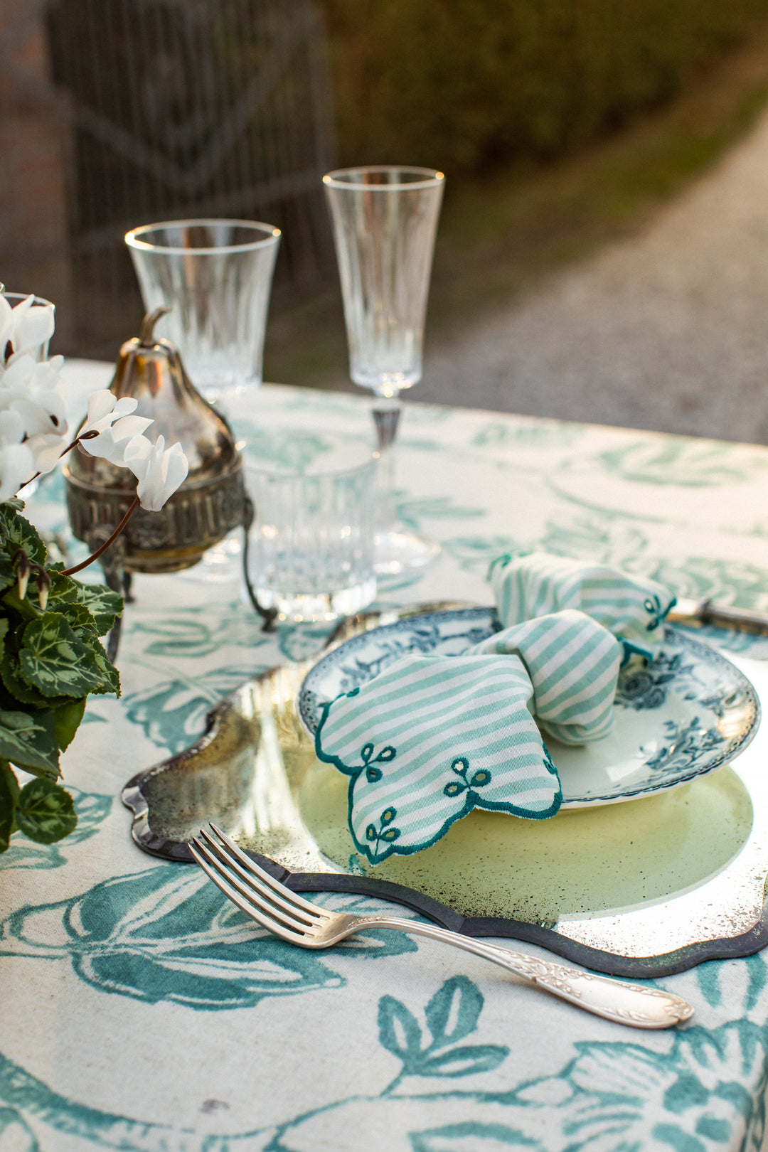 Gabriela Napkins- Teal Stripes (Set of 4)