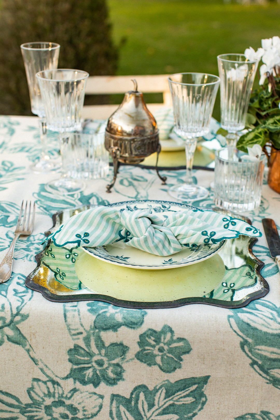 Gabriela Napkins- Teal Stripes (Set of 4)