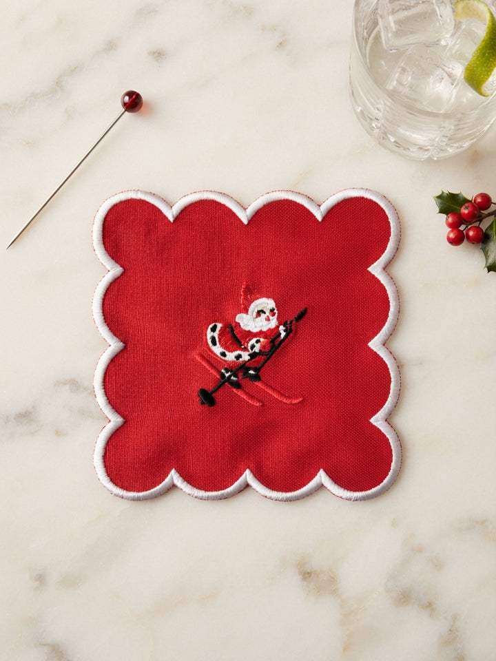 Skiing Santa Cocktail Napkins (Set of 6)
