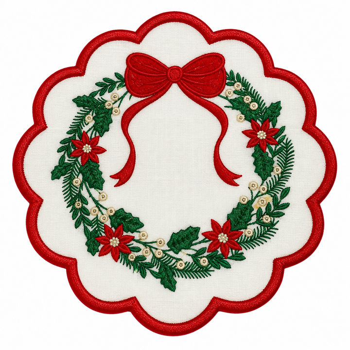 Christmas Round Wreath Cocktail Napkins (Set of 6)