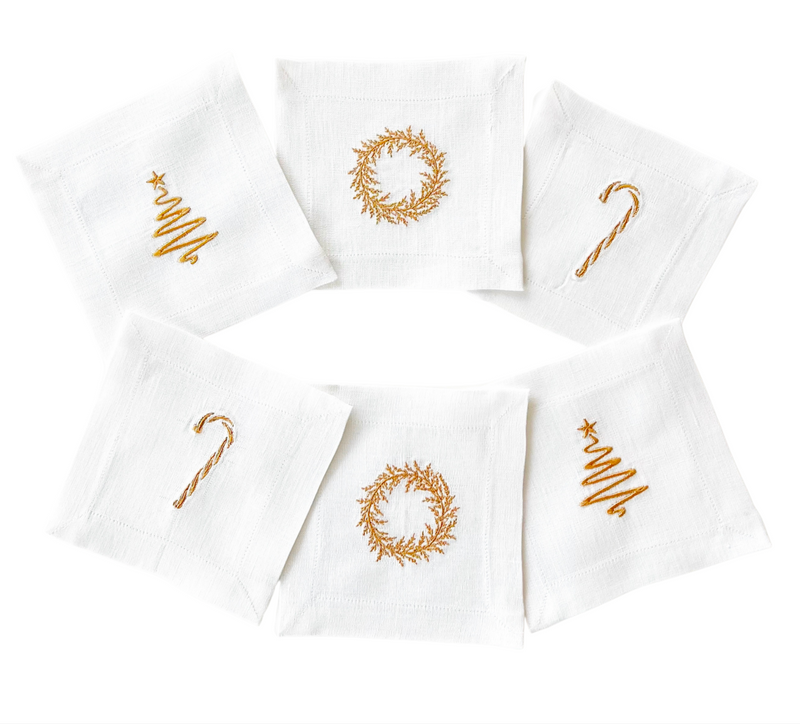 Christmas Mix Cocktail Napkins (Gold) (Set of 6)