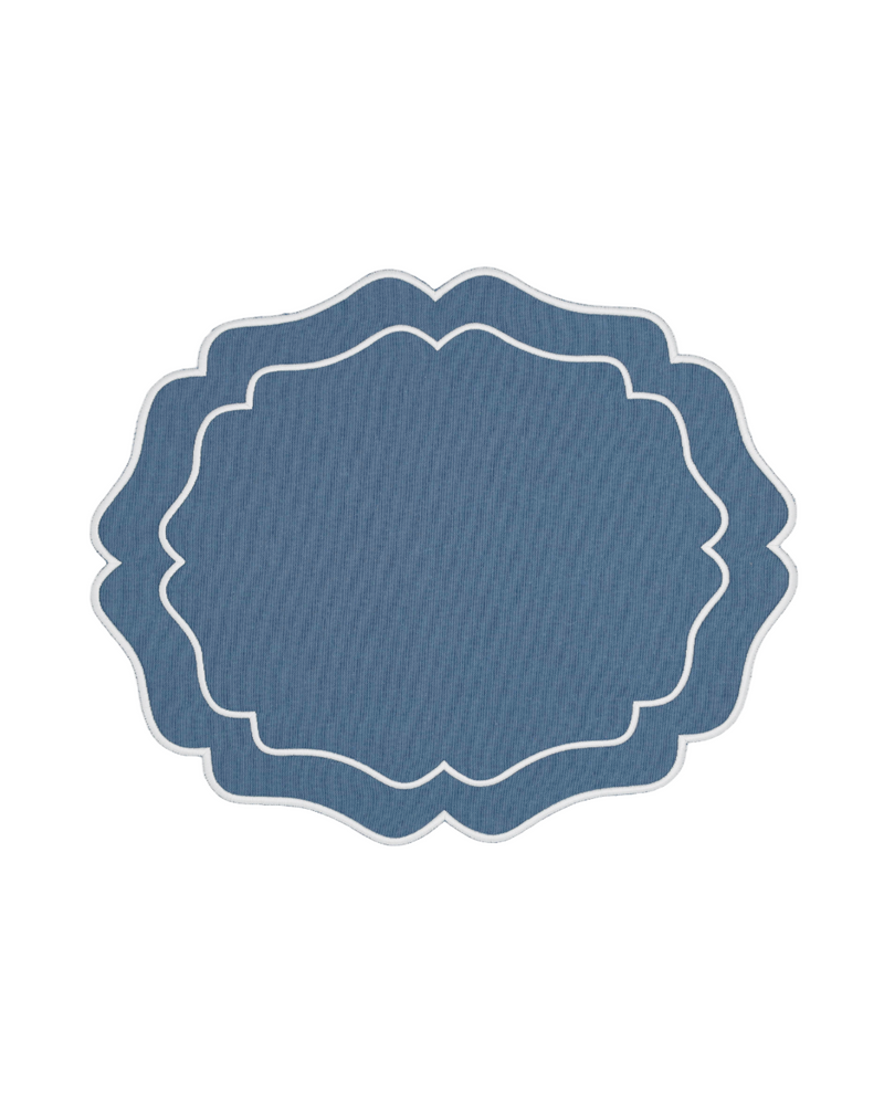 Vanessa Navy w/ White Trim Bundle: 4 Placemats + 4 Napkins