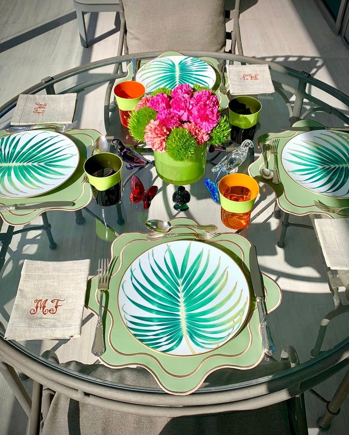 Isabella Green w/ Beige Trim Spillproof Placemats (Set of 4)