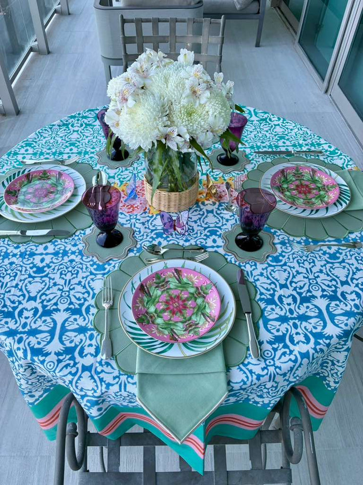 Elena Reversible Spillproof Placemats – Mint & Green Trim (Set of 4)