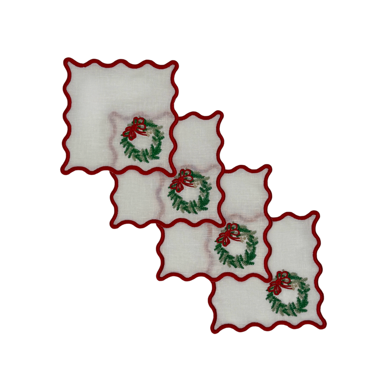 Christmas Wreath Cocktail Napkins (Set of 6)