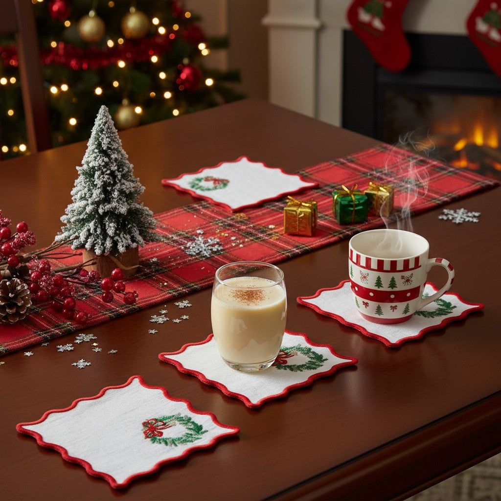 Christmas Wreath Cocktail Napkins (Set of 6)
