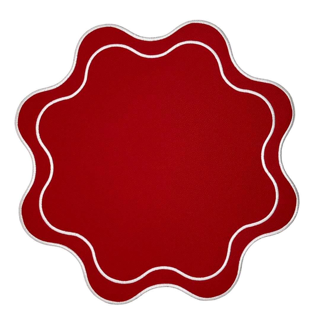 Isabella Placemats Red w/ White Trim (Set of 4)