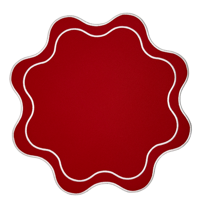 Isabella Placemats Red w/ White Trim (Set of 4)