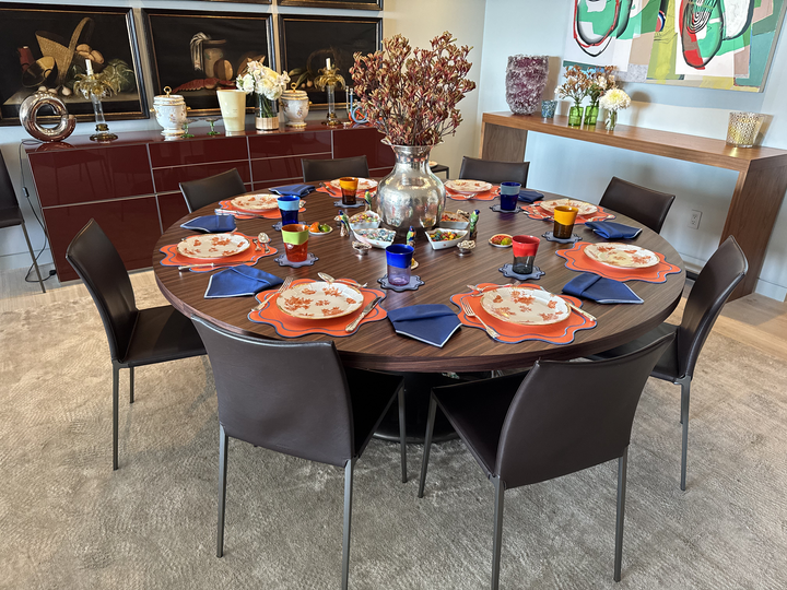 Isabella Reversible Spillproof Placemats – Orange & Blue Trim (Set of 4)