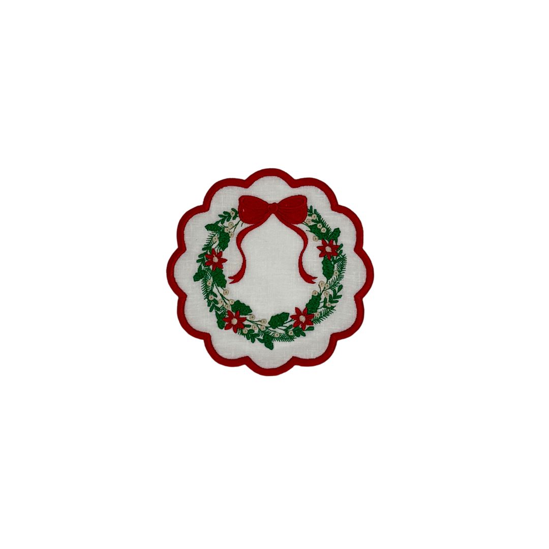 Christmas Round Wreath Cocktail Napkins (Set of 6)