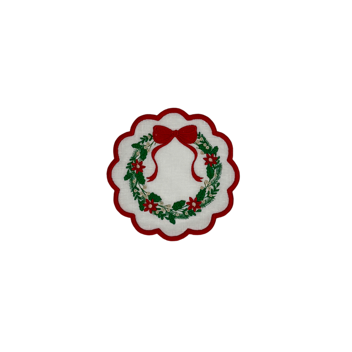 Christmas Round Wreath Cocktail Napkins (Set of 6)