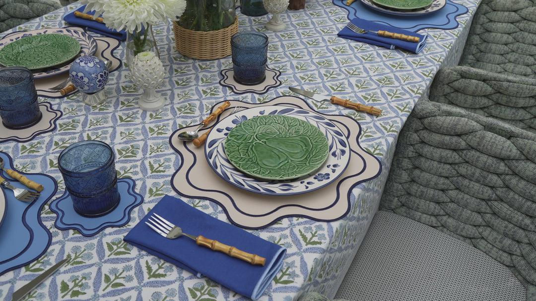 Isabella Reversible Spillproof Placemats + Napkins Bundle – Blue & Navy (Set of 4)