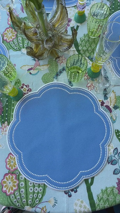 Isabella Placemats Blue w/ Navy Trim (Set of 4)