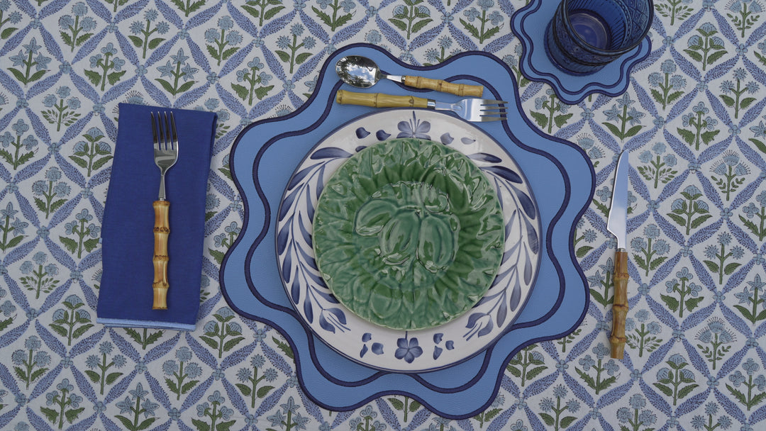 Isabella Reversible Spillproof Placemats + Napkins Bundle – Blue & Navy (Set of 4)