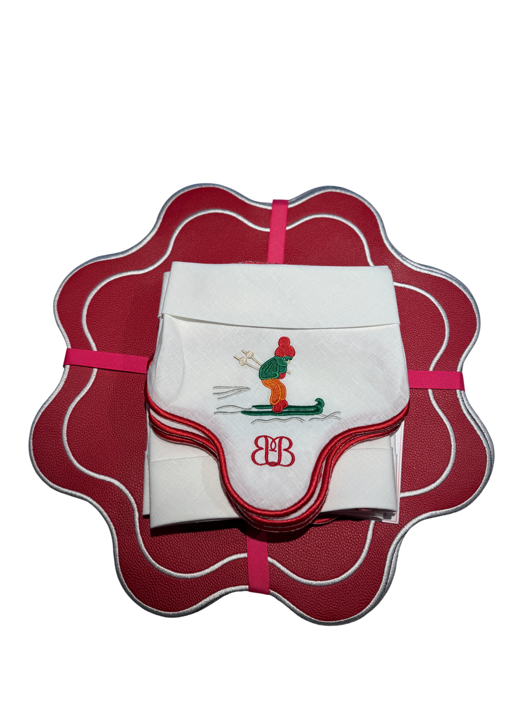 Isabella Red Ski Bundle (4 Placemats + 4 Napkins)