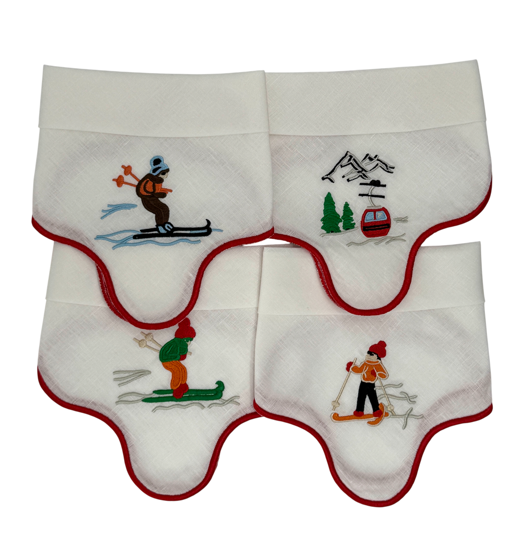Isabella Red Ski Bundle (4 Placemats + 4 Napkins)