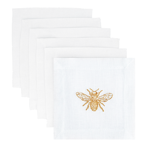 🐝 Golden Bee Cocktail Napkins (Set of 6)