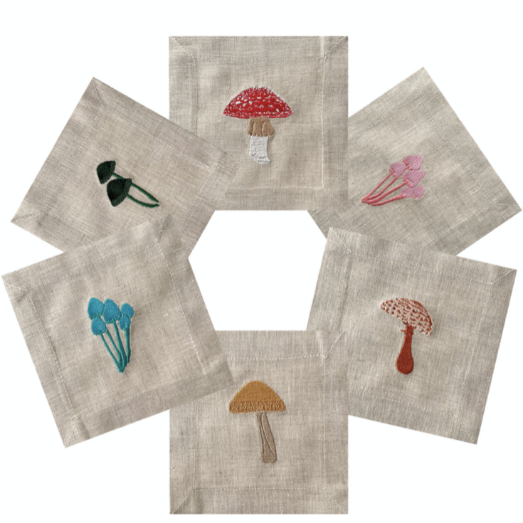 Mushroom Cocktail Napkins (Set of 6)