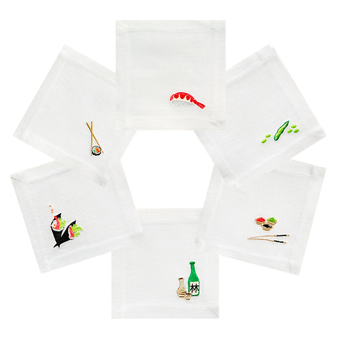 🍣 Sushi Cocktail Napkins (Set of 6)